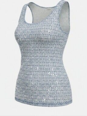 J. Crew Light Blue & White Sequin Scoop Neck Tank
